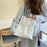 Polka Dot Chiffon Tote Bag with Ruffle Shoulder Handbag for Beach Vacation Travel - White - 2