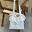 Polka Dot Chiffon Tote Bag with Ruffle Shoulder Handbag for Beach Vacation Travel - White - 4
