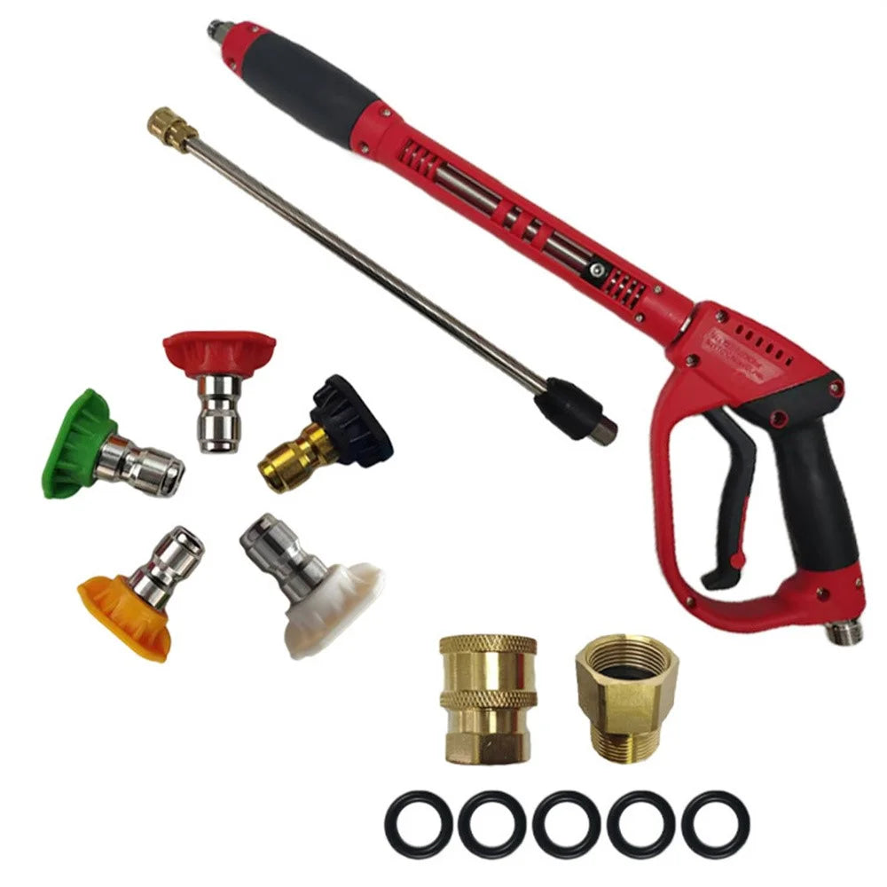 High Pressure M22-14 Interface Car Wash Gun Kit with Replacement Wand Extension & 5Pcs Spray Nozzles & 2Pcs Adapters & 5Pcs O-Ring Seals for Pressure Washer Cleaning - 1