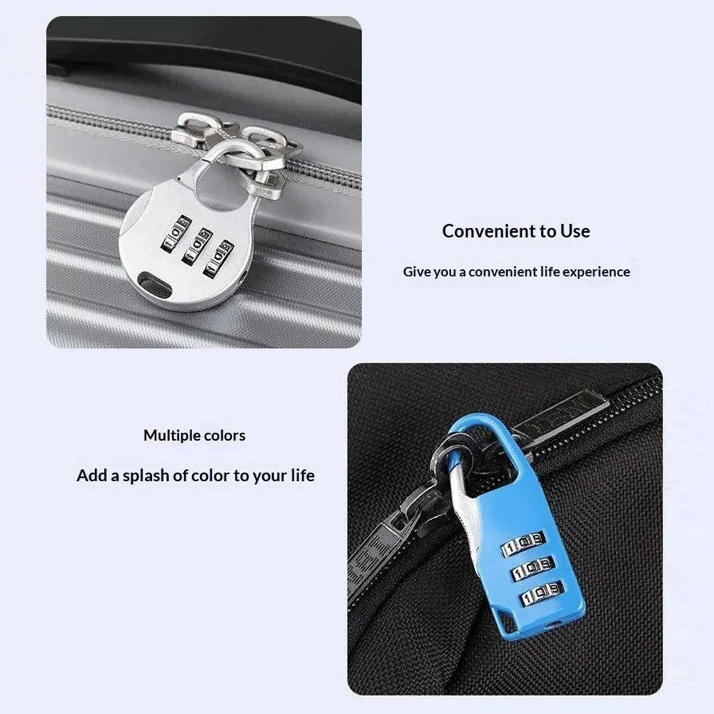 Mini Padlock 3-Digit Combination Lock Zinc Alloy Carabiner Shackle Security Lock for Luggage Backpack Gym Locker - Round  /  Black - 4