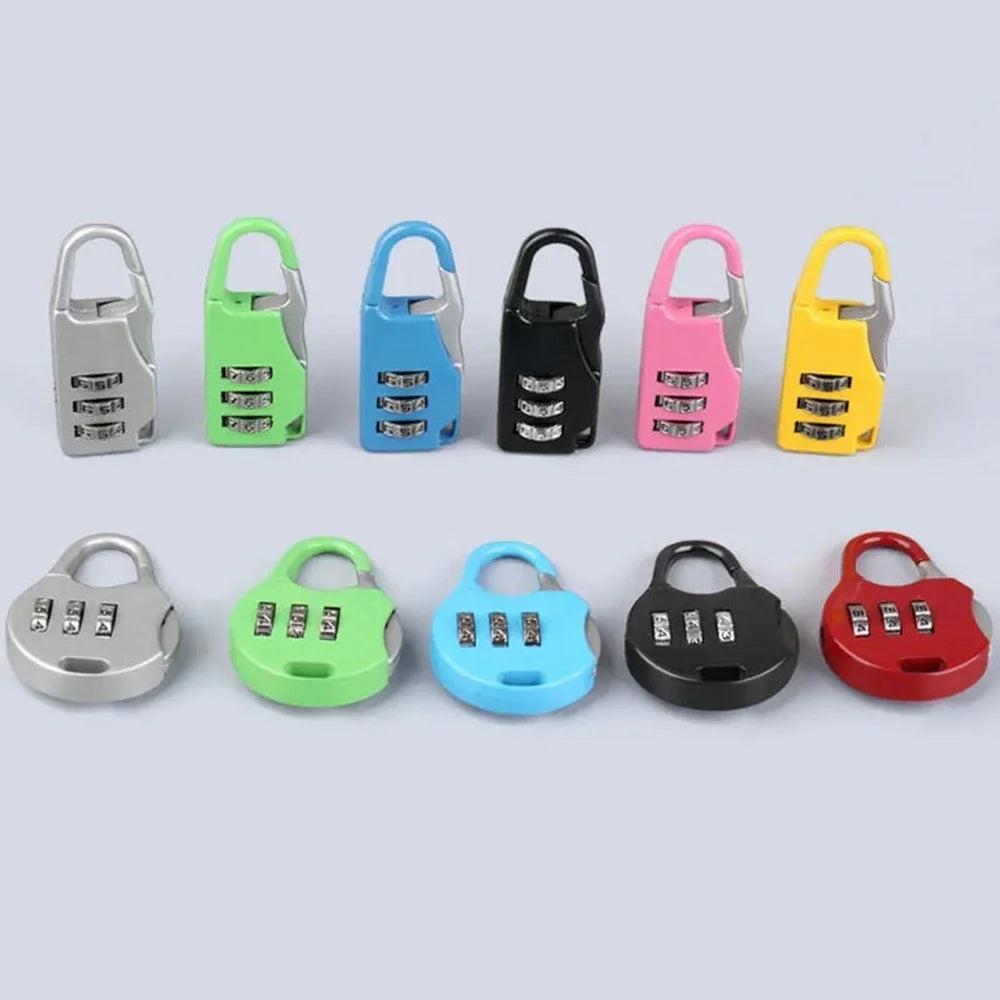 Mini Padlock 3-Digit Combination Lock Zinc Alloy Carabiner Shackle Security Lock for Luggage Backpack Gym Locker - Round  /  Black - 5