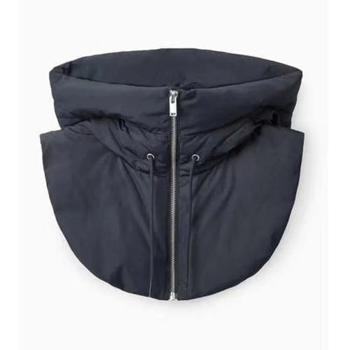 Unisex Hooded Fake Collar Hooded Vest Top Detachable Collar Vest Zip Up False Hooded Mock Collar Padded Gilet for Outdoor Cycling - Black - 1
