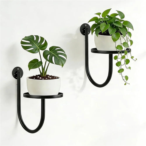 2Pcs 10x6.7x5.5inch Wall Mounted Plant Shelf Hanging Planter Holder Metal Bracket for Indoor Decor (Without Flowerpot) - 1