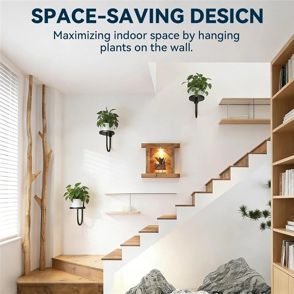 2Pcs 10x6.7x5.5inch Wall Mounted Plant Shelf Hanging Planter Holder Metal Bracket for Indoor Decor (Without Flowerpot) - 3