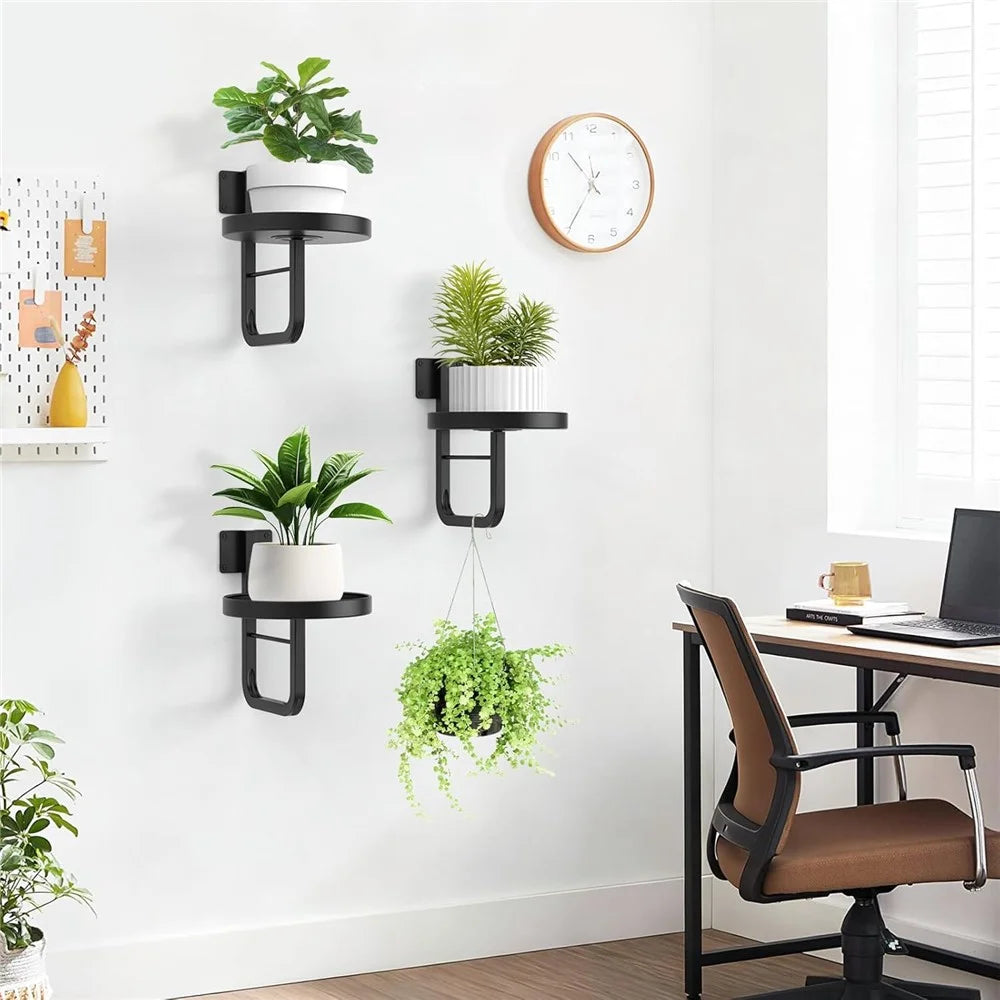 Wall-Mounted Plant Shelf Metal Hanging Plant Holder Indoor Outdoor Flower Pot Stand (Without Flowerpot) - 6