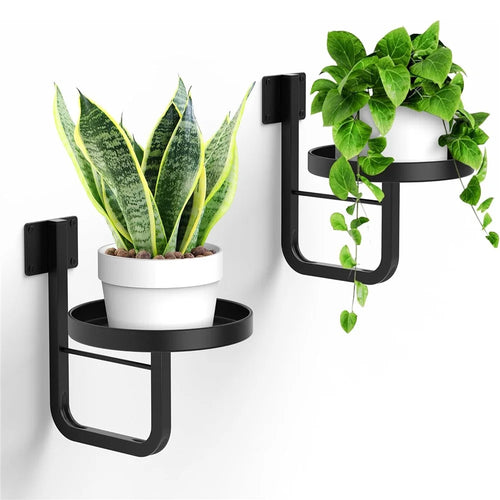 2Pcs Wall-Mounted Plant Shelf Metal Hanging Plant Holder Indoor Outdoor Flower Pot Stand (Without Flowerpot) - 1