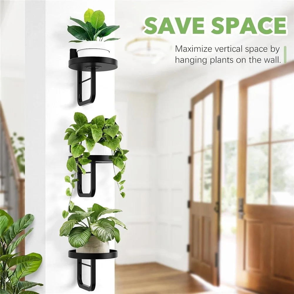 2Pcs Wall-Mounted Plant Shelf Metal Hanging Plant Holder Indoor Outdoor Flower Pot Stand (Without Flowerpot) - 3
