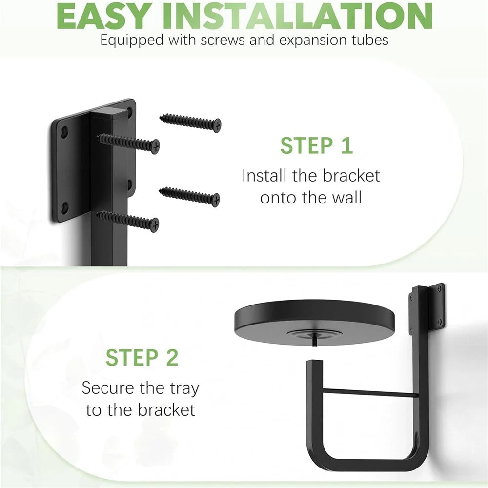 2Pcs Wall-Mounted Plant Shelf Metal Hanging Plant Holder Indoor Outdoor Flower Pot Stand (Without Flowerpot) - 5