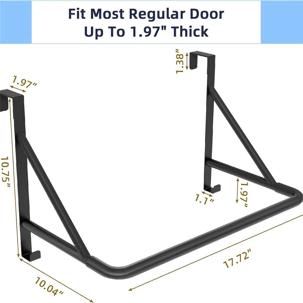 Over The Door Clothes Hanging Rod Metal Organizer with Dual Hooks No Drill Clothes Storage Rack for Bedroom - Black - 4