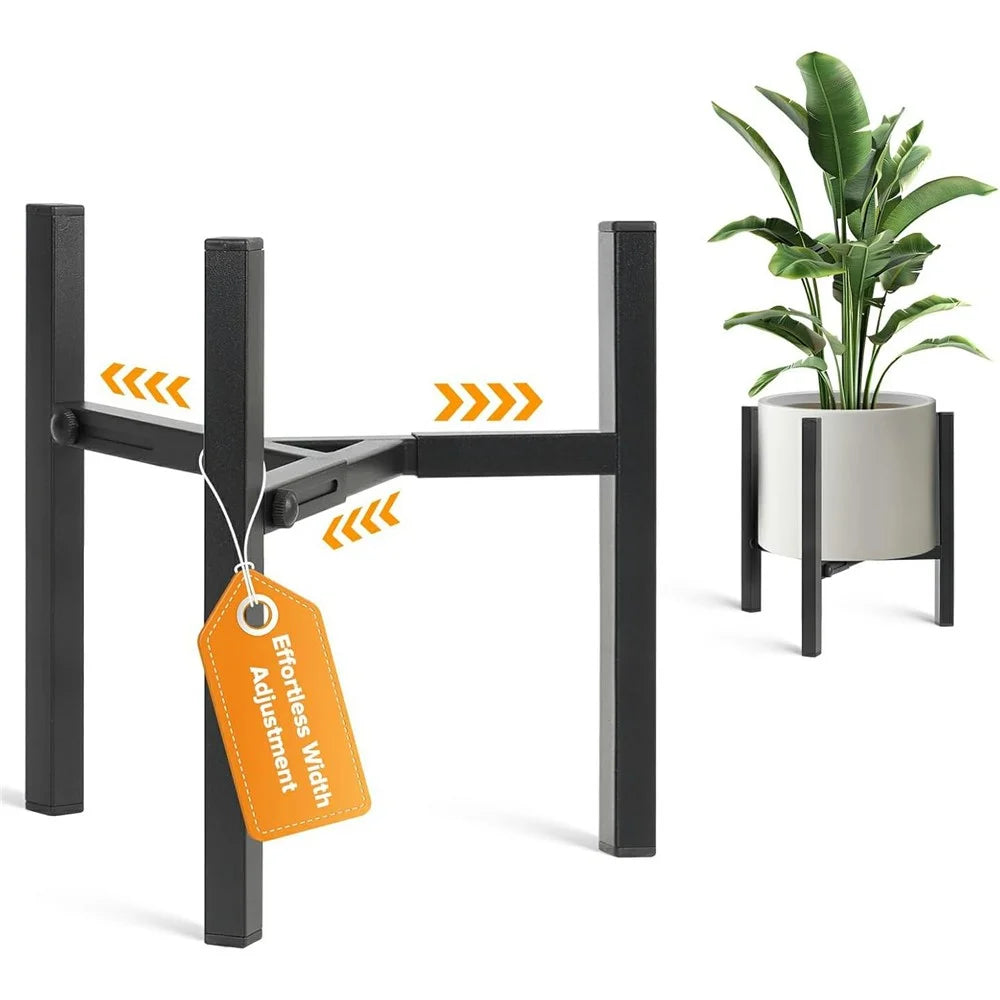 8-12 Inch Adjustable Width Plant Stand Telescopic Triangle Flower Pots Support Rack for Indoor Outdoor  - Black - 1