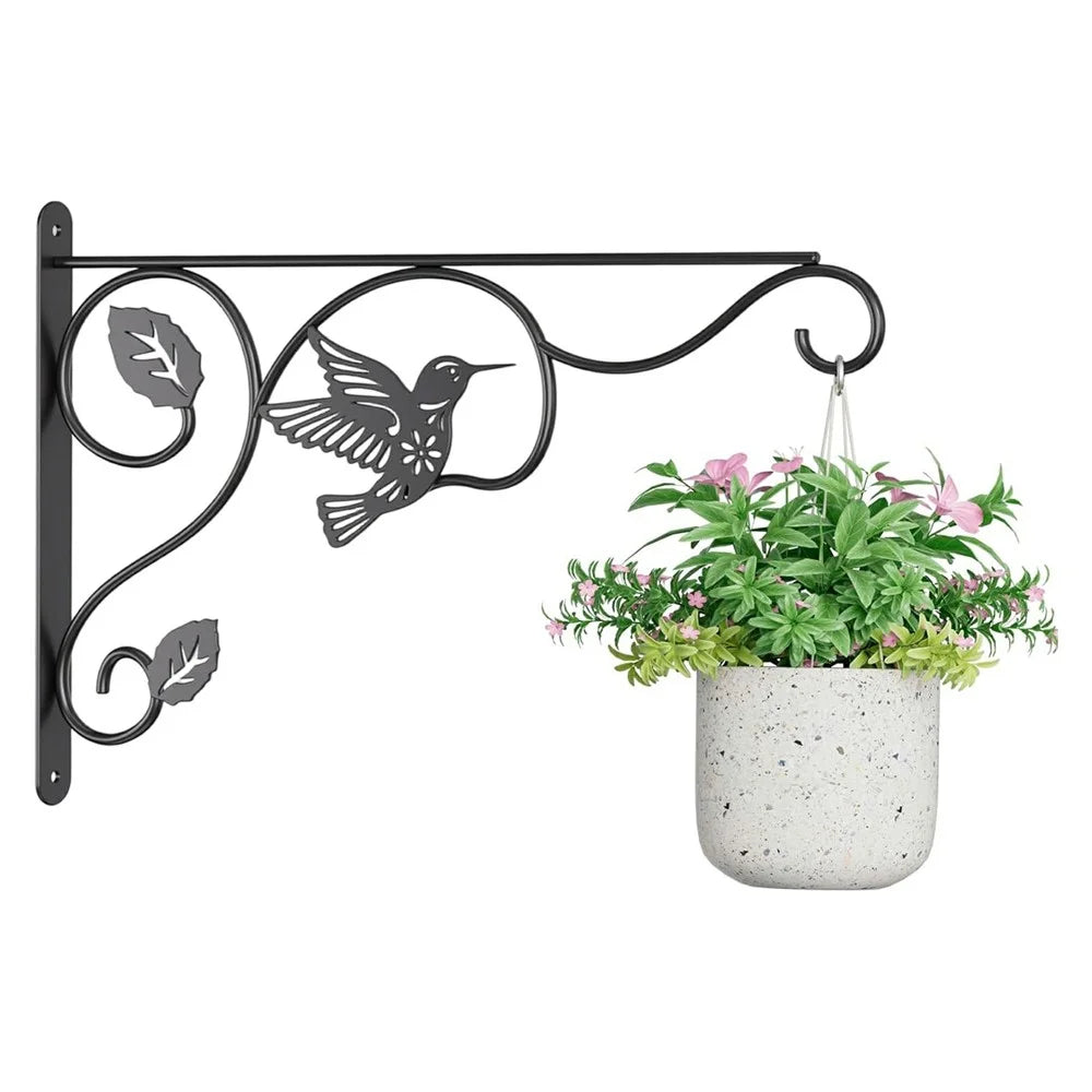 12 Inch Hummingbird Design Wall Mounted Hanging Plant Bracket Iron Hook Plant Flower Pot Hanger for Bird Feeder Wind Chime Outdoor - 1