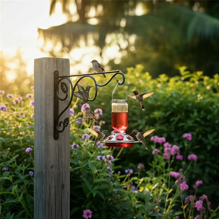 2Pcs 12 Inch Hummingbird Design Wall Mounted Hanging Plant Bracket Iron Hook Plant Flower Pot Hanger for Bird Feeder Wind Chime Outdoor - 7