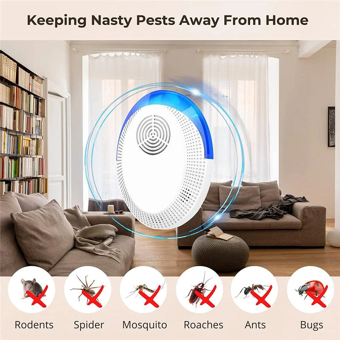 Ultrasonic Pest Repeller 25-65KHz Smart Chip Control Plug-in Repellent Mice Repellent Mouse Deterrent Rat Repeller - EU Plug - 2