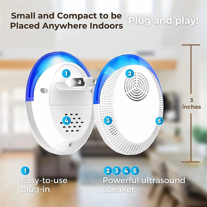 Ultrasonic Pest Repeller 25-65KHz Smart Chip Control Plug-in Repellent Mice Repellent Mouse Deterrent Rat Repeller - EU Plug - 7