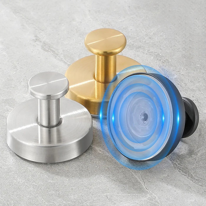 4Pcs Stainless Steel Suction Cup Wall Hooks Wall Mounted No Drill Bathroom Kitchen Towel Hanger - Black - 6