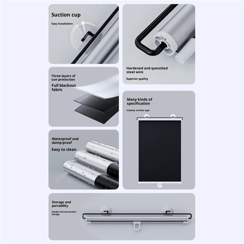 ST-5022 58x125cm Car Window Sunshade Auto Retractable Suction Cup Blackout Curtain for Car Bedroom - 3