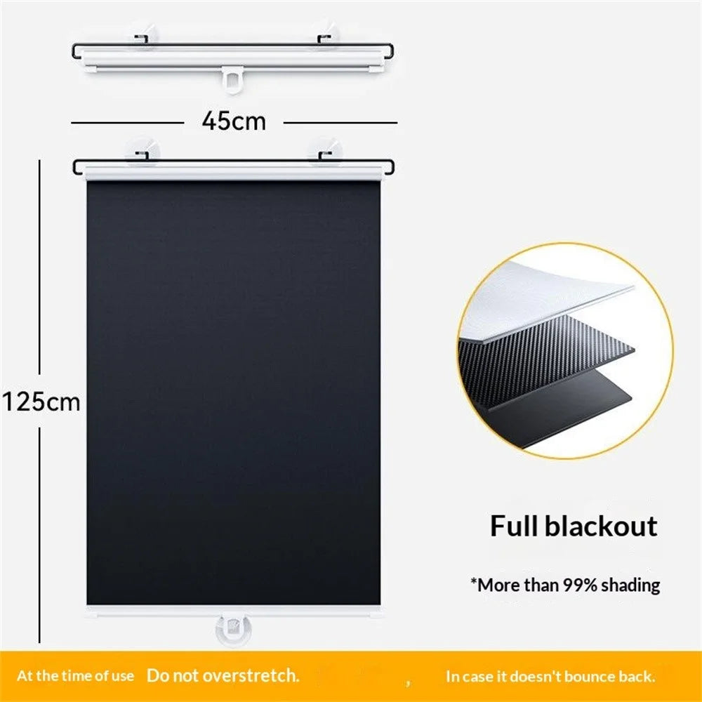 ST-5022 45x125cm Car Window Sunshade Auto Retractable Suction Cup Blackout Curtain for Car Bedroom - 2