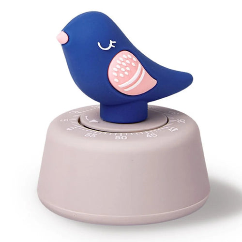 Bird-Shaped Mechanical Timer 60min Kitchen Desktop Timer Countdown Clock for Study Cooking - D Type  /  Blue Bird - 1