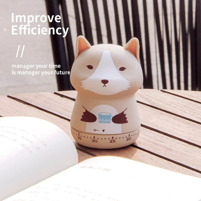 Cute Cartoon Animal-Shaped Mechanical Timer 60 Minutes Desktop Study Time Management Countdown Timer for Learning Kitchen - Red A  /  Fox - 7