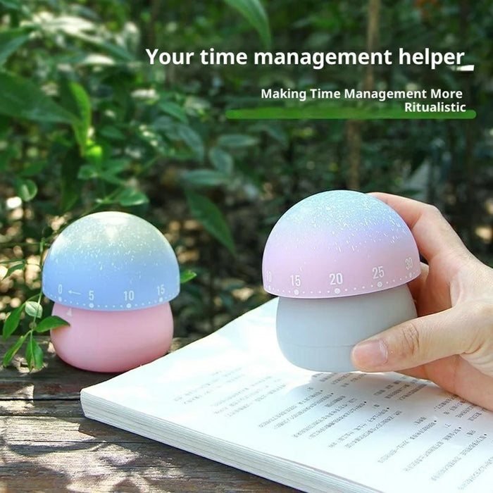 Dreamy Mushroom-Shaped Mechanical Timer 60 Minutes Kitchen Countdown Timer for Study Cooking - Green - 2