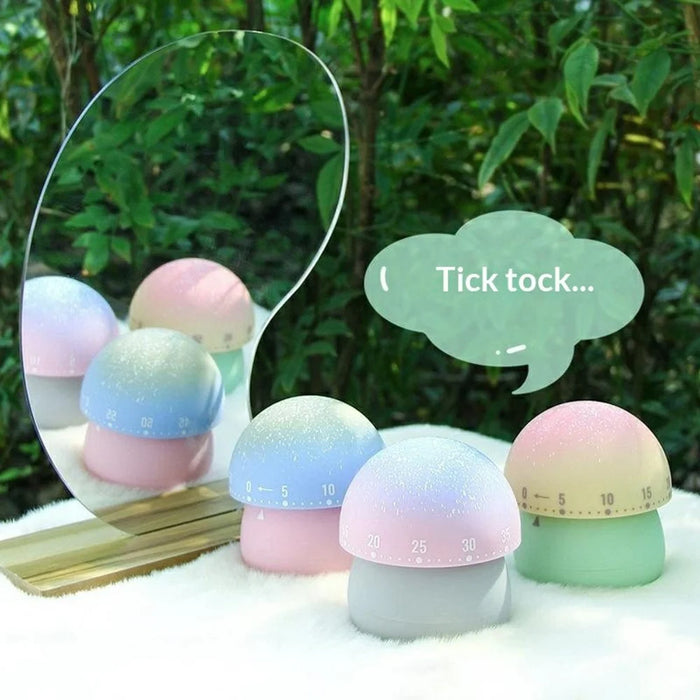Dreamy Mushroom-Shaped Mechanical Timer 60 Minutes Kitchen Countdown Timer for Study Cooking - Green - 6