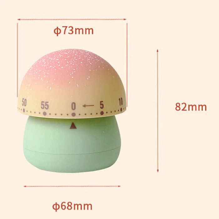 Dreamy Mushroom-Shaped Mechanical Timer 60 Minutes Kitchen Countdown Timer for Study Cooking - Green - 7