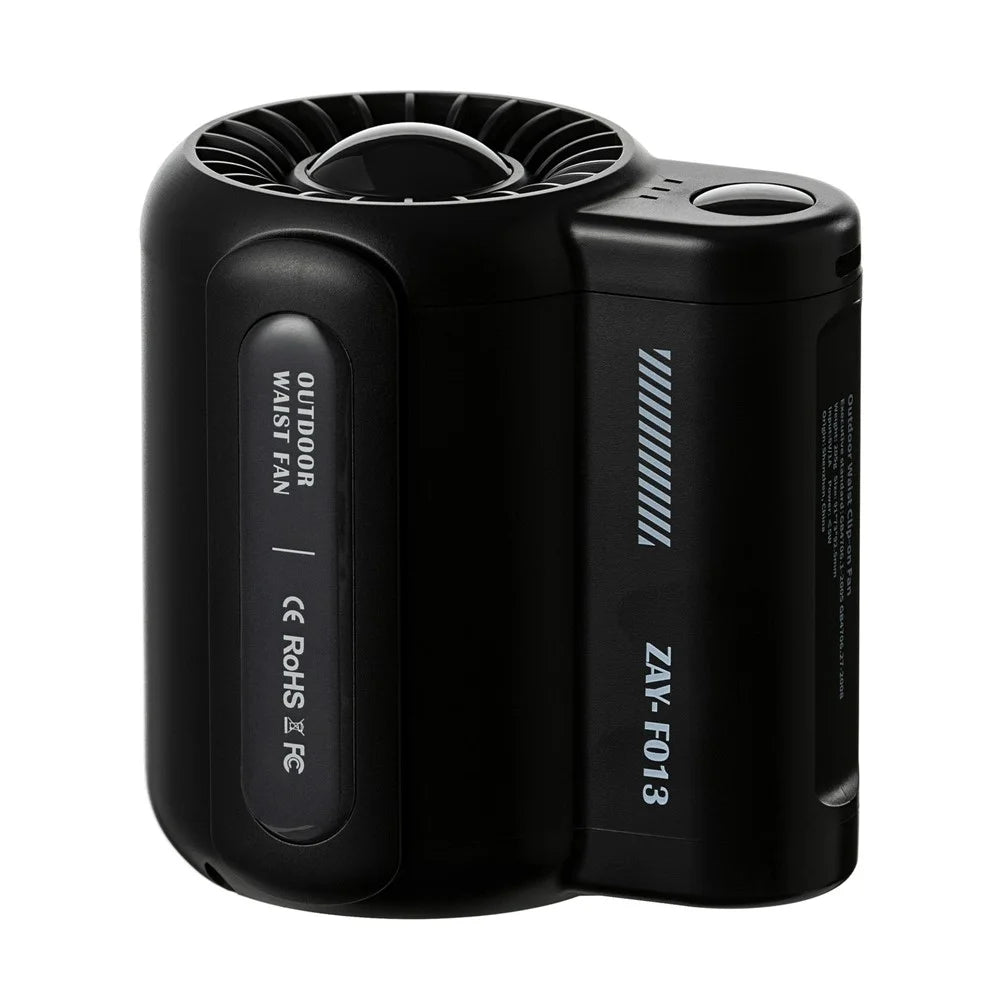 F013 Portable Mini USB Rechargeable Cooling Fan Summer Handheld Belt Hanging Clip Fan (CE Certified) - Black - 1