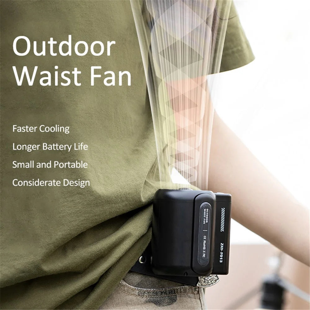 F013 Portable Mini USB Rechargeable Cooling Fan Summer Handheld Belt Hanging Clip Fan (CE Certified) - Black - 2
