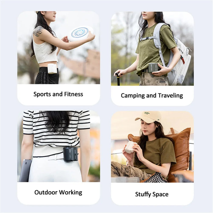F013 Portable Mini USB Rechargeable Cooling Fan Summer Handheld Belt Hanging Clip Fan (CE Certified) - Black - 5