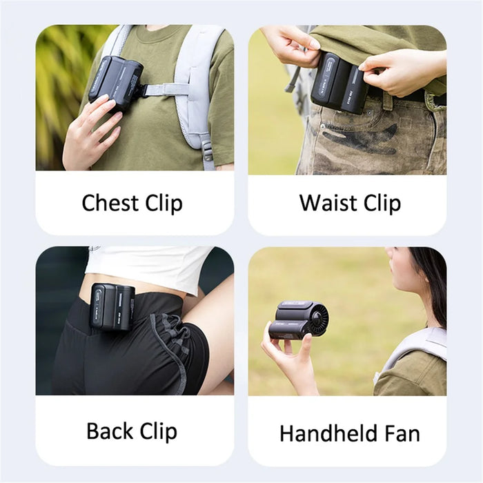 F013 Portable Mini USB Rechargeable Cooling Fan Summer Handheld Belt Hanging Clip Fan (CE Certified) - Black - 6
