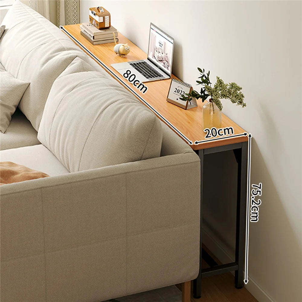 80x20x75.2cm Console Table Narrow Behind Sofa Side Table Storage Shelf for Hallway Living Bedroom - Pear Wood + Black Frame - 1