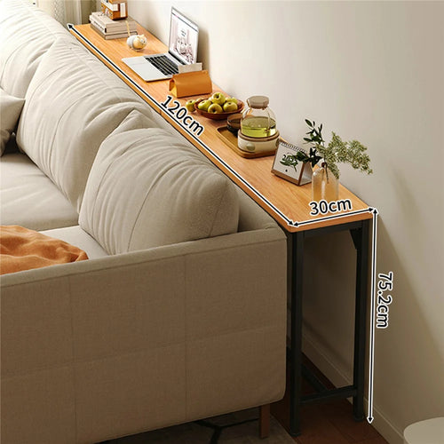 120x30x75.2cm Console Table Narrow Behind Sofa Side Table Storage Shelf for Hallway Living Bedroom - Pear Wood + Black Frame - 1
