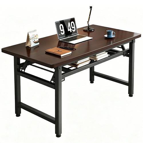 Folding Table 120x60x75cm Double Layer Double Rod Computer Desk Study Dining Table No Assembly Required - Black - 1