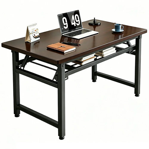Folding Table 100x60x75cm Double Layer Double Rod Computer Desk Study Dining Table No Assembly Required - Black - 1