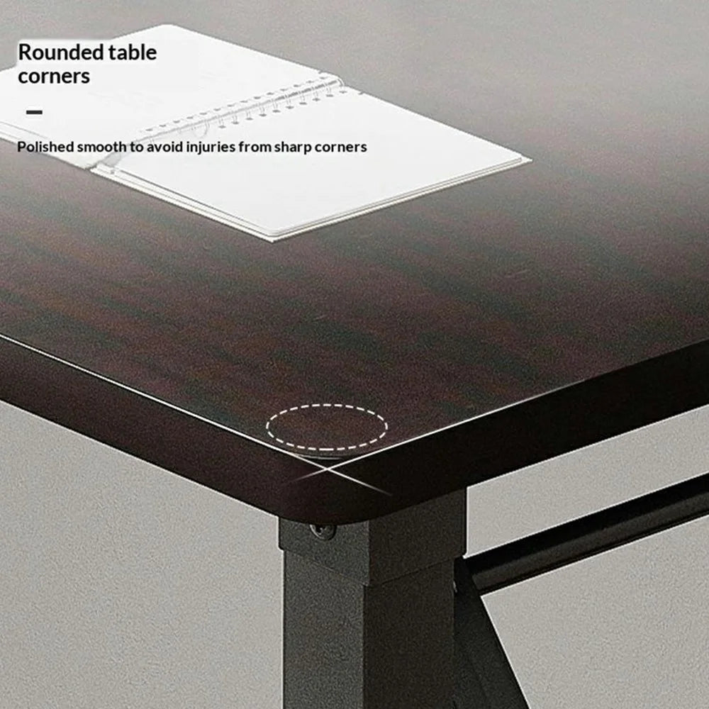 Folding Table 100x60x75cm Double Layer Double Rod Computer Desk Study Dining Table No Assembly Required - Black - 6