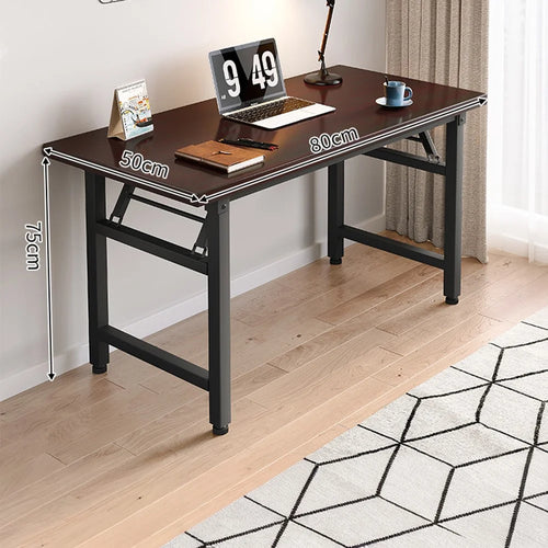 Folding Table 80x50x75cm Double Rod Computer Desk Home Office Study Table No Assembly Required - Black - 1