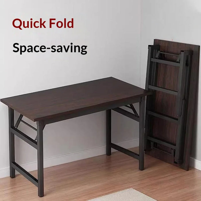 Folding Table 100x50x75cm Double Rod Computer Desk Home Office Study Table No Assembly Required - Black - 4