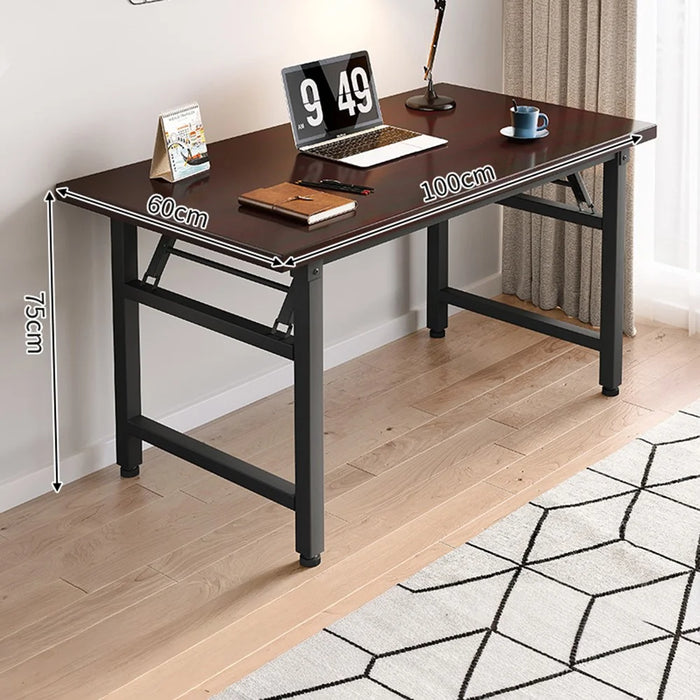 Folding Table 100x60x75cm Double Rod Computer Desk Home Office Study Table No Assembly Required - Black - 1