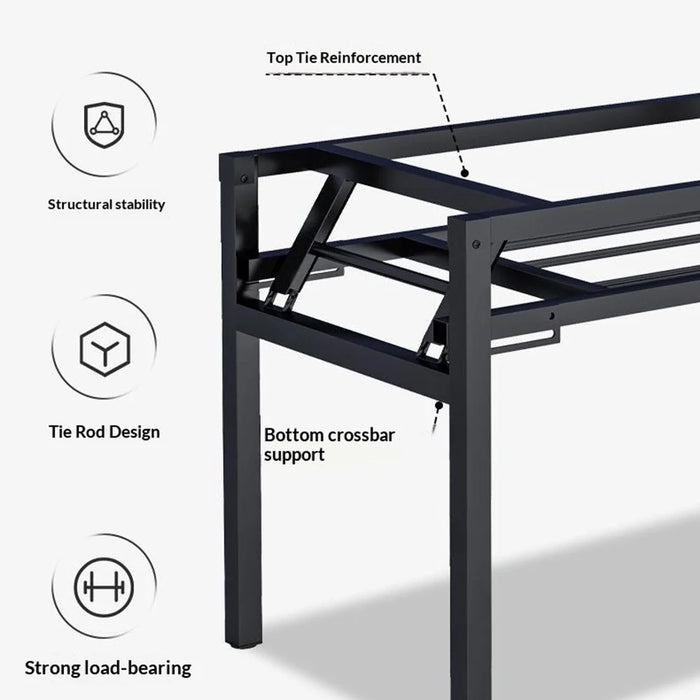 Folding Table 100x60x75cm Double Rod Computer Desk Home Office Study Table No Assembly Required - Black - 5