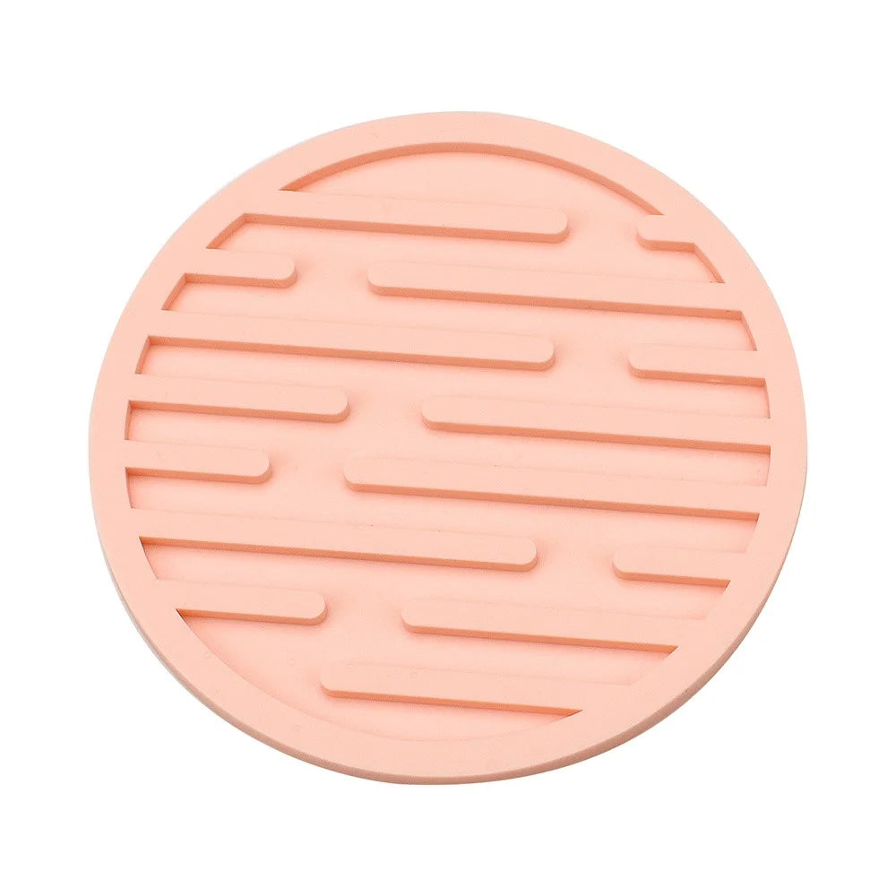 10cm Round Thick Silicone Mug Coaster Non-Slip Heat-Resistant Water Bottle Cup Drink Mat Pad - Pink - 1