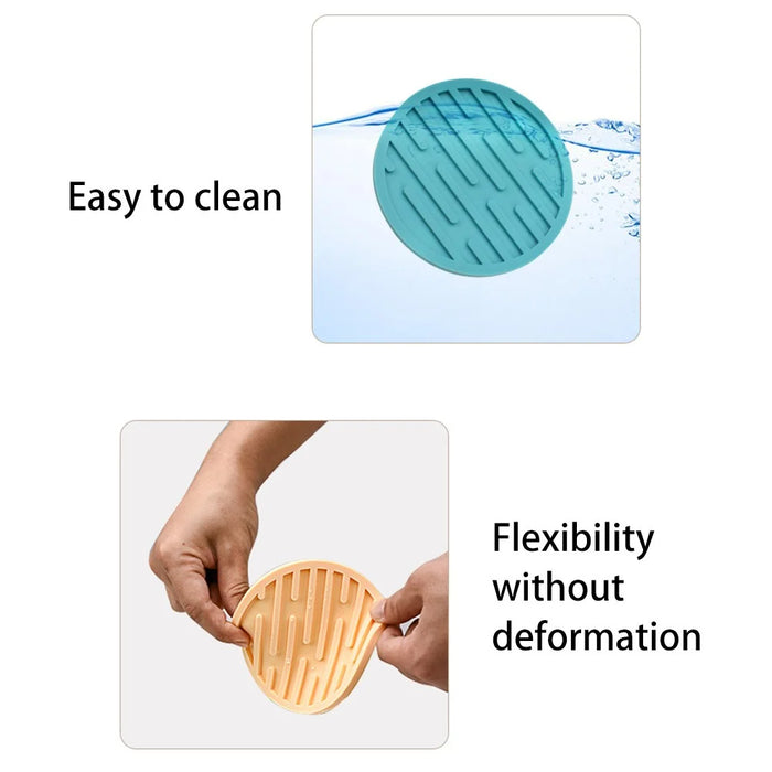 4Pcs / Set 10cm Round Thick Silicone Drink Coaster Non-Slip Heatproof Cup Mug Pad Mat - Green - 6