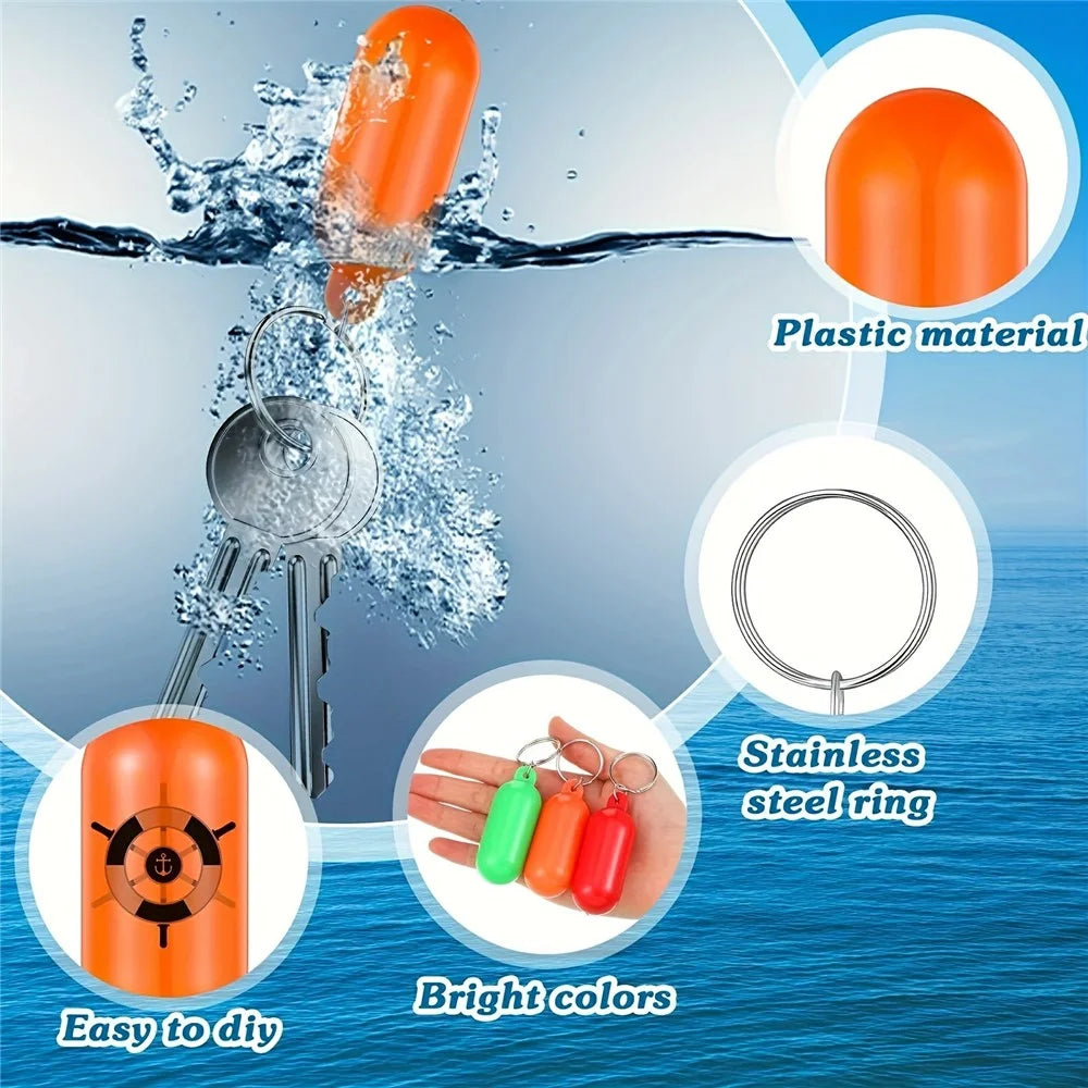 6.5x2.5cm Floating Keychain Water Sports Key Ring Buoyant Key Holder for Boating Kayaking  /  Outdoor Water Activities - Black - 4