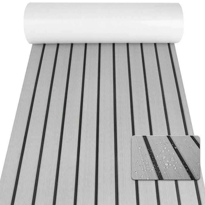 120x60x0.6cm EVA Foam Boat Flooring Self-Adhesive Faux Teak Texture Anti-Slip Waterproof Boat Decking Mat - Light Grey - 1