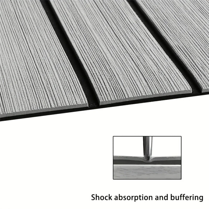 120x60x0.6cm EVA Foam Boat Flooring Self-Adhesive Faux Teak Texture Anti-Slip Waterproof Boat Decking Mat - Light Grey - 3