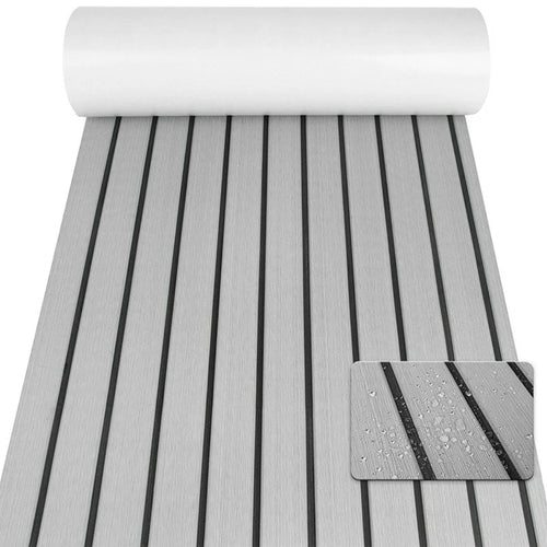 120x90x0.6cm EVA Foam Boat Flooring Self-Adhesive Faux Teak Texture Anti-Slip Waterproof Boat Decking Mat - Light Grey - 1