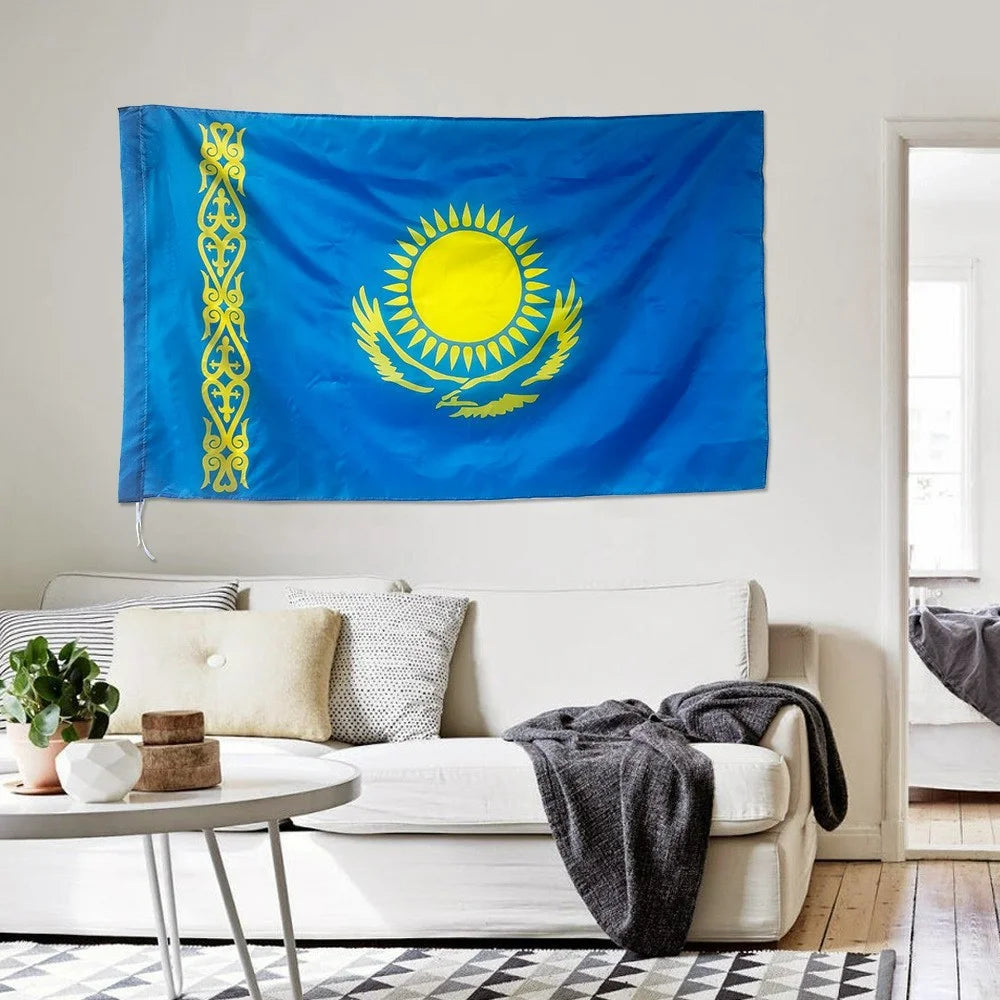 90x150cm 3x5ft Kazakhstan National Flag Polyester Country Flag Banner for Outdoor Indoor Display Party Decoration - 3