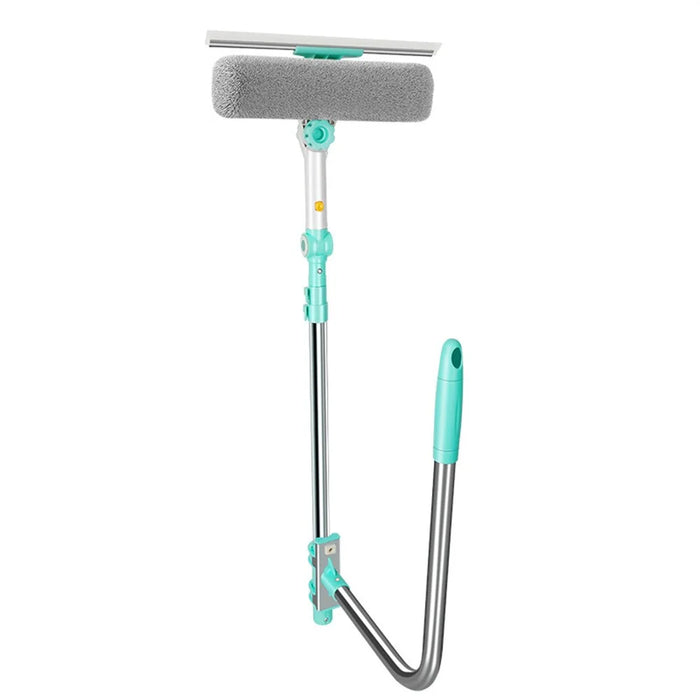Squeegee High-Rise Window Cleaning Tool with 3Pcs Replacement Cloths 3-Section Telescopic Pole 270 Degree Rotating Head U-Shape Glass Cleaner - 2