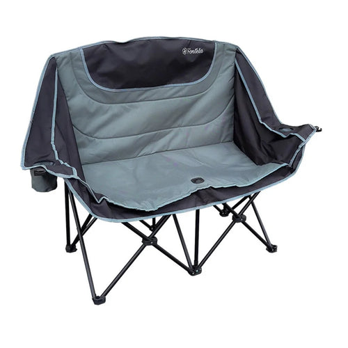 2-Person Outdoor Folding Chair Portable Double Sofa Chair Cotton Padded Camping Chair with Dual Cup Holders - 1