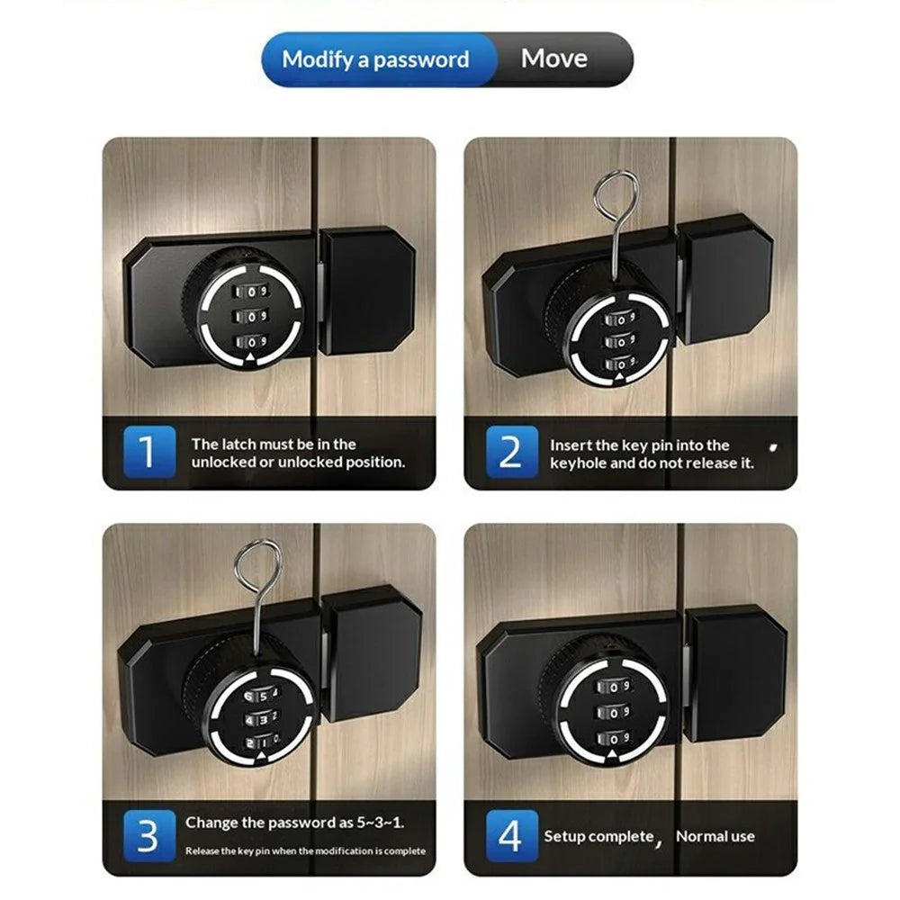 No-Punch Zinc Alloy 3-Digit Combination Pin Lock Security Password Lock for Cabinet Door Drawer - Luminous - 5