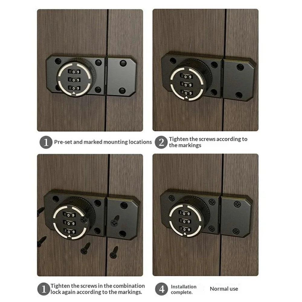 No-Punch Zinc Alloy 3-Digit Combination Pin Lock Security Password Lock for Cabinet Door Drawer - Luminous - 6